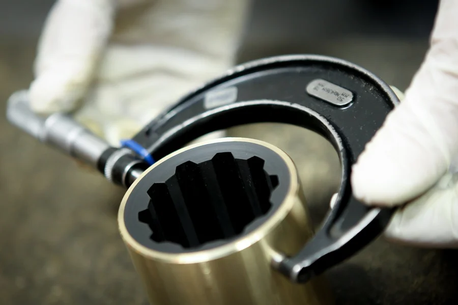 End-on view of an Exalto cutlass bearing showing the fluted rubber bore