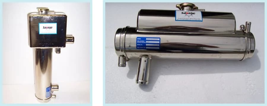 Savage vertical and horizontal marine heat exchangers with integral header tanks