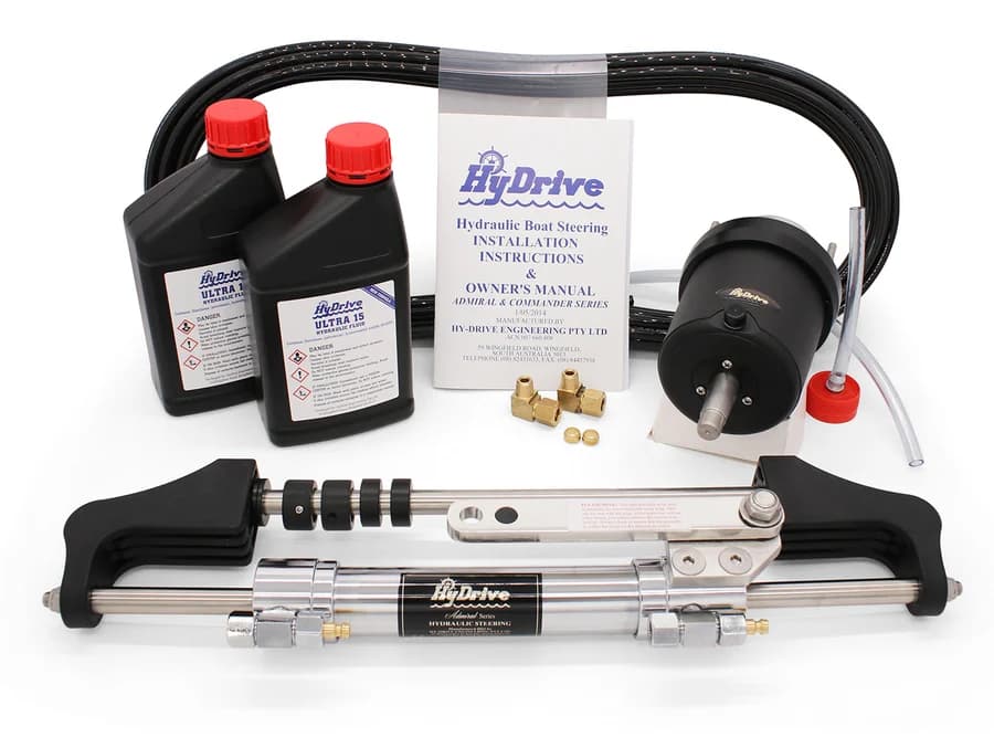 Hydrive OBKIT1 hydraulic steering kit — helm, bullhorn cylinder, fluid and tubing